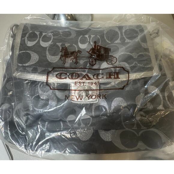 Coach Shoulder Penelope Sig Flap Bag F20461 NWT Rare Discontinued Grey/Silver - Picture 14 of 14